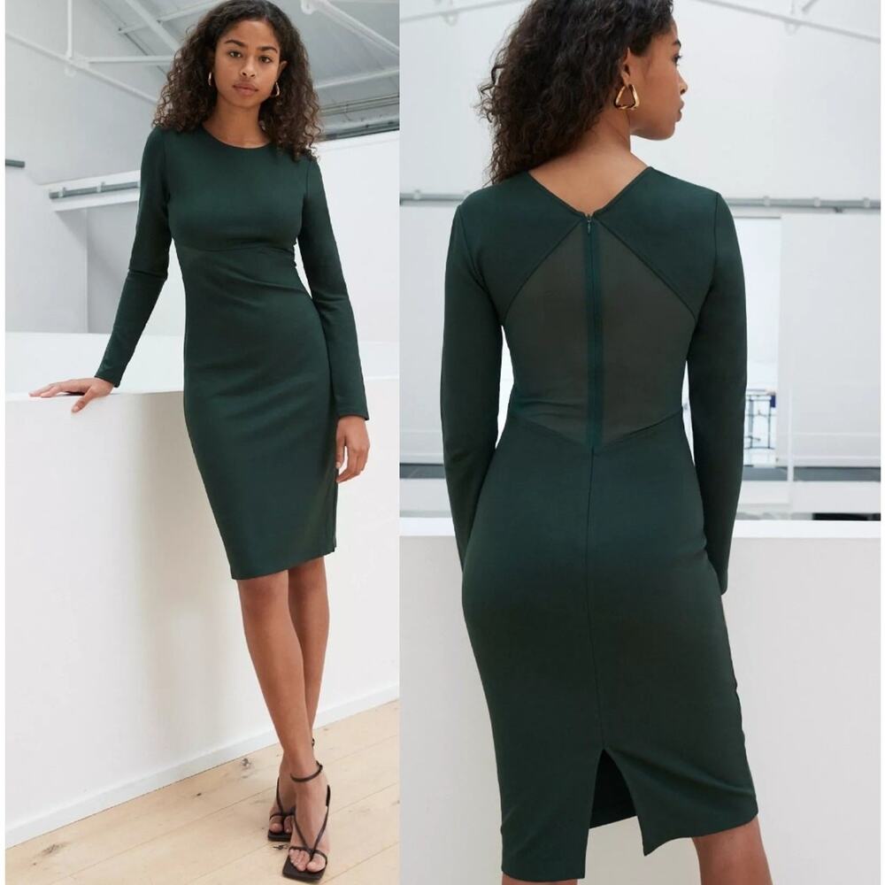 NWT Babaton Scarab Green Fluoresce Long sleeve Mesh Cutout Mini Dress Size 2